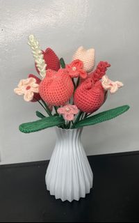 Crochet Tulips on Vase perfect for Mother’s Day