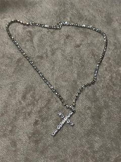 Cross bling silver necklace