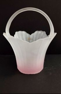 Frosted Glass Decorative Basket/Vase