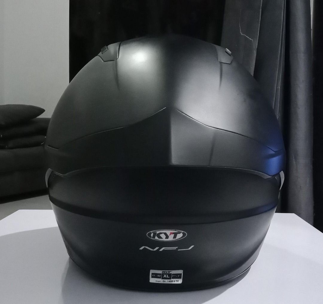 Helm KYT NFJ Half Face Plain Black Doff Double Visor Ori (Ukuran XL