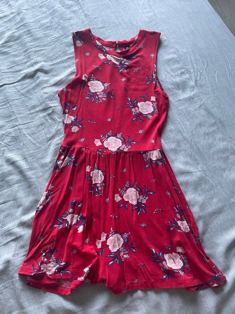 open lace back dress H&M Red/Orange/Purple Floral Button Down Smocked Cuff Short Sleeve Dre –  The Saved Collection