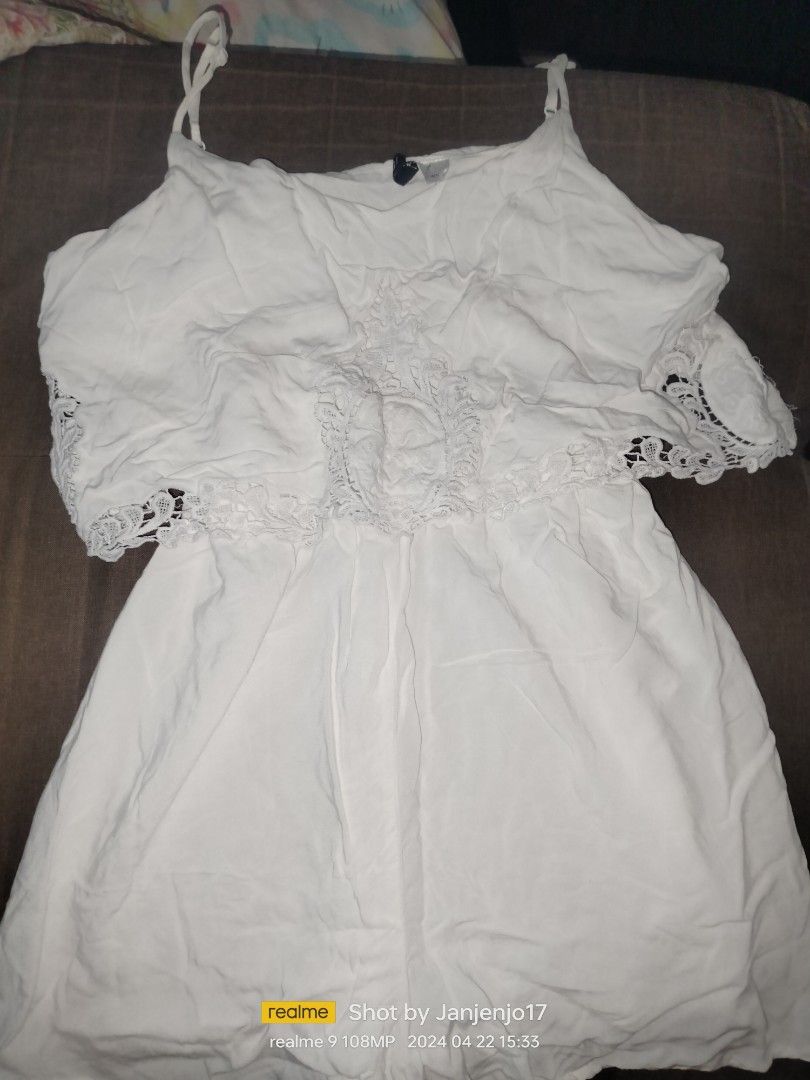 H M white romper Women s Fashion Dresses Sets Rompers on Carousell