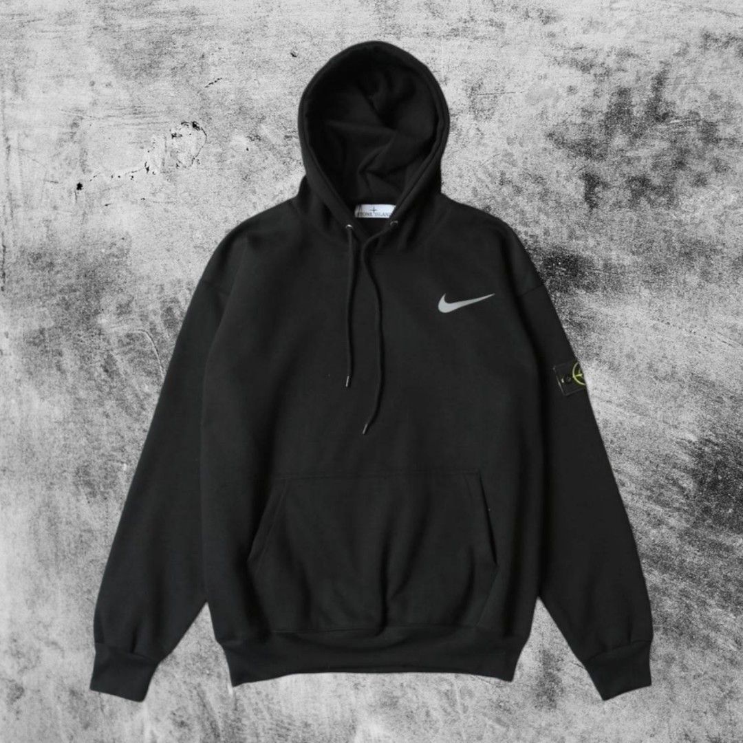 Hoodie Nike X Stone Island Hitam, Fesyen Pria, Pakaian Baju