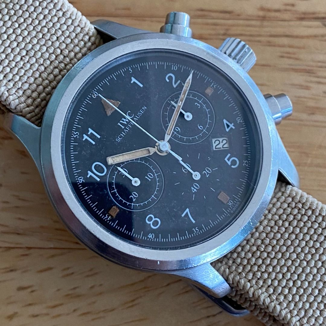 IWC Pilot Chronograph (Category: Luxury Watches) located in Pasig City. Submitted by uniquebisyo (Listing ID 1299537473, Image 2). Description: IWC Machaquartz Pilot Chronograph Ref.3741 Circa1980s Watch and original bracelet Send a DM to schedule a fitting for this watch. .