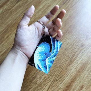 Kanagawa waves inspired keychain (hand paint)