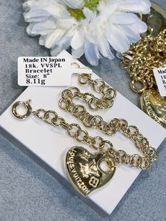 Lv heart charm bracelet 18k japan gold