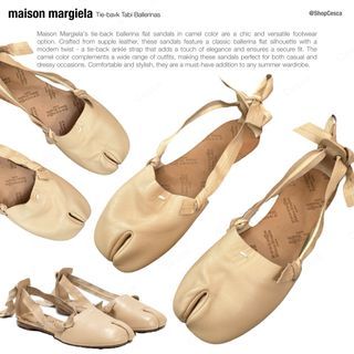 Maison Margiela tie-back strapped tabi ballerina flats in camel