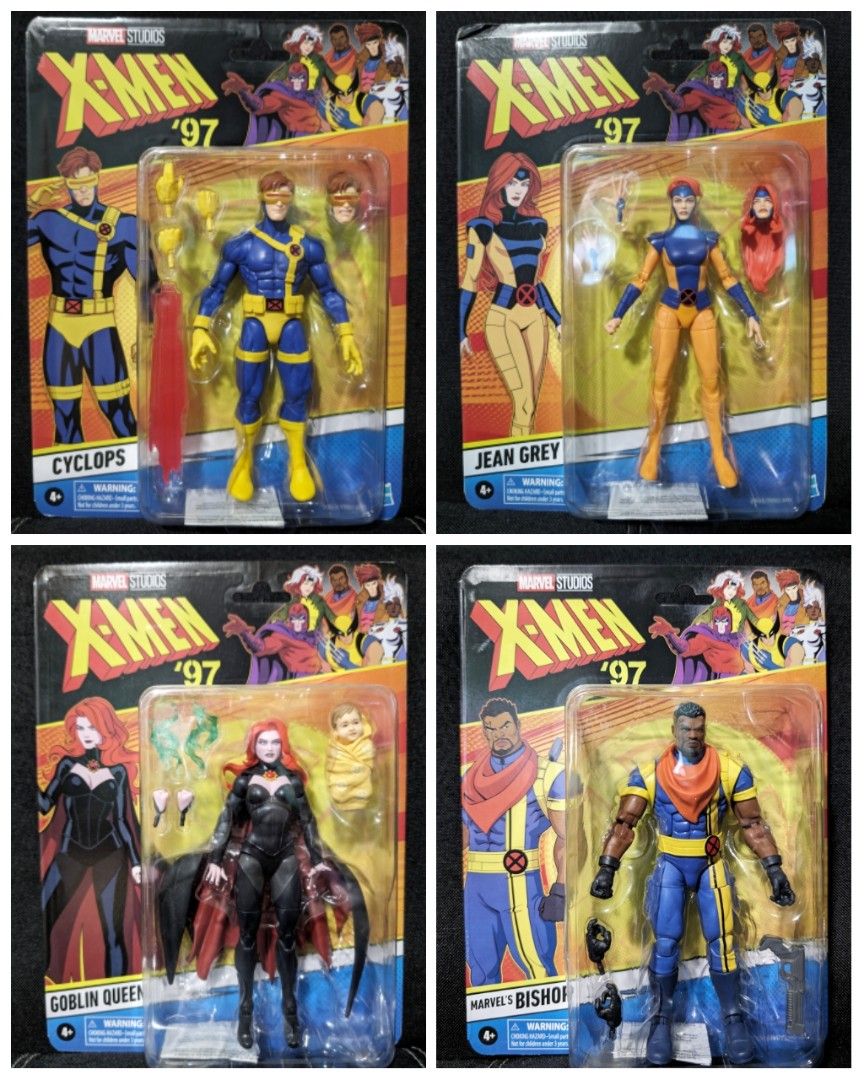 Marvel Legends X-Men 04-22-24 (Category: Figurines & Statues) located in Mandaluyong City. Submitted by 4bma_toys (Listing ID 1299587624, Image 1). Description: ✓Please read the details carefully ✓Cross-posted ✓All sealed retro carded unless otherwise stated: (Packaging Condition) X-Men 97 Cyclops - 1900 (9/10) X-Men 97 Jean Grey - 1850 (9/10) X-Men 97 Goblin Queen - 1800 (9/10) X-Men 97 Bishop - SOLD X-Men 97 Nightcrawler - 1850 (9/10) Retro Gam