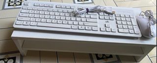 Minimalist White Keyboard with Mouse and Laptop Table Set