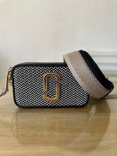 MJ Marc Jacobs The Mixed Media Woven Snapshot Small Leather Camera Bag Crossbody