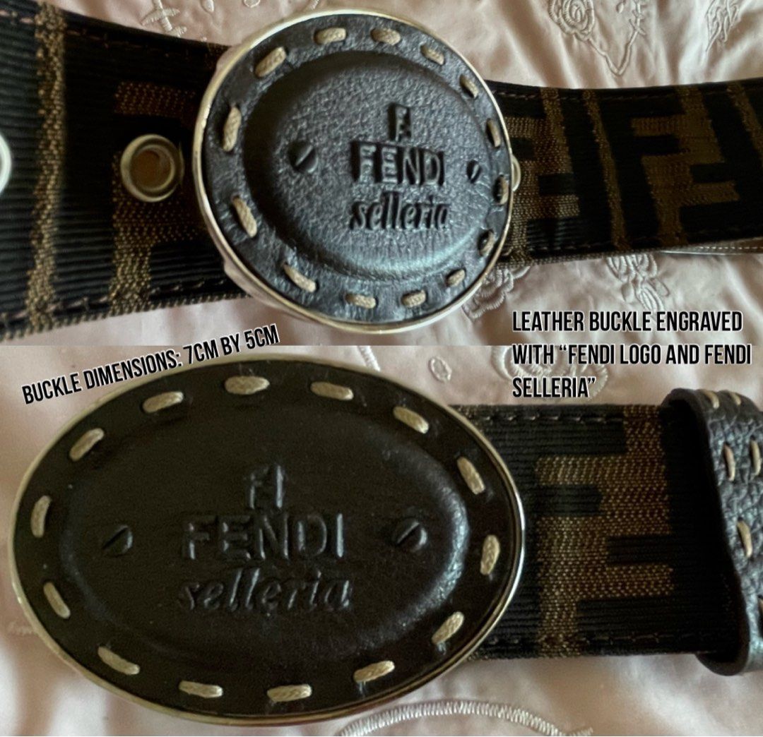 New Authetic Fendi leather buckle iconic zucca Belt sz 95 38