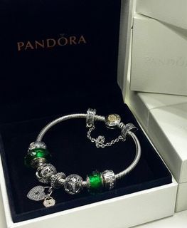 Pandora bracelet with charms and lock