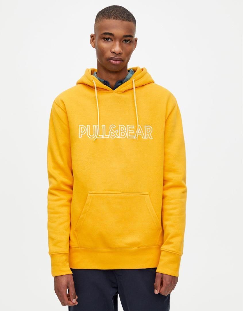 Pull Bear Yellow Hoodie Men s Fashion Tops Sets Hoodies on Carousell