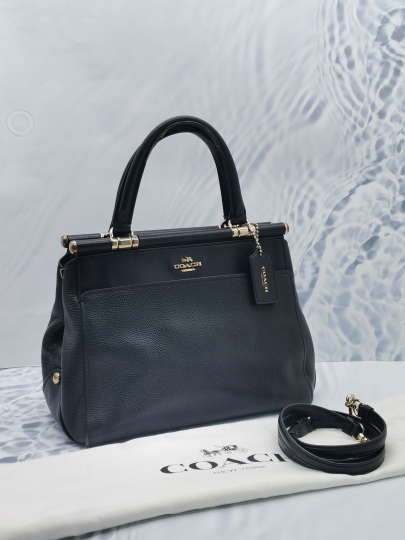 RAYA SALE COACH GRACE TOP HANDLE BAG IN BLACK PEBBLE LEATHER WITH LEATHER STRAP