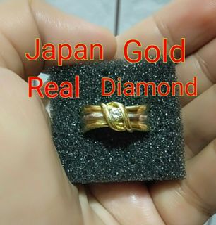 SUPER SALE!! Japan Gold Ring with Real Diamond  K18 and Platinum Setting 0.15 ct  Real diamond (Rare Design) (5 grams, Size 6-6.5) FREE SHIPPING!!!!!