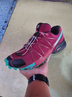 Salomon Wmms SPEEDCROSS 4 'Beet Red Electric Green' Trail Hiking Running Shoes(26 cm)