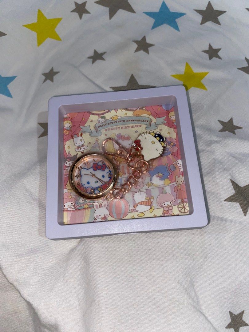 sanrio : hello kitty watch keychain (Category: Women's Watches) located in Quezon City. Submitted by overthemoooon (Listing ID 1299541143, Image 1). Description: not official ! double purpose :O watch and a keychain, this needs new batteries 🪫 comes with the case :) mop : gcash mod : lalamove, ggx.