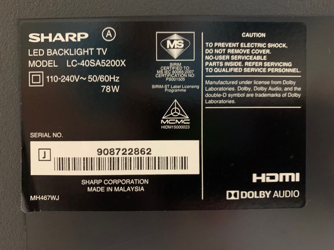 Sharp led 40inci, TV & Home Appliances, TV & Entertainment, TV on Carousell