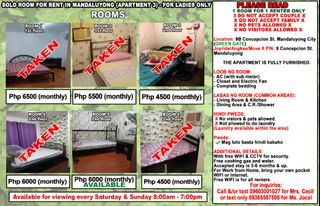 Solo Rooms for rent in Mandaluyong (Apartment 2 & 3 - For ladies only)