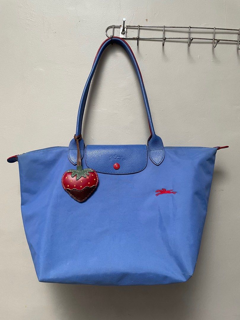 Tas longchamp club llh long handle blue, Barang Mewah, Tas