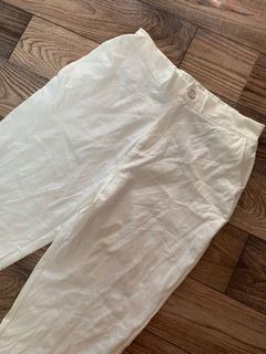 White cotton trouser pants for Women