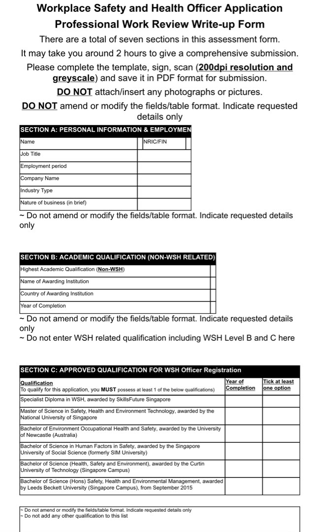Workplace Safety and Health Officer Application Professional Work ...