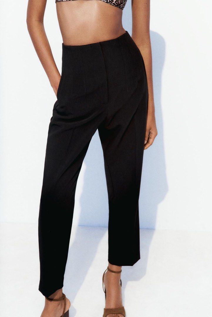 Zara High-waist Trouser in Small (Category: Other Bottoms) located in Quezon City. Submitted by kryss_ (Listing ID 1299577981, Image 1). Description: Zara High-waist Trouser in Small (Black) Condition: 10/10 (not altered) Original price: 2,395 Selling price: 2,000 RFS: No longer using it.