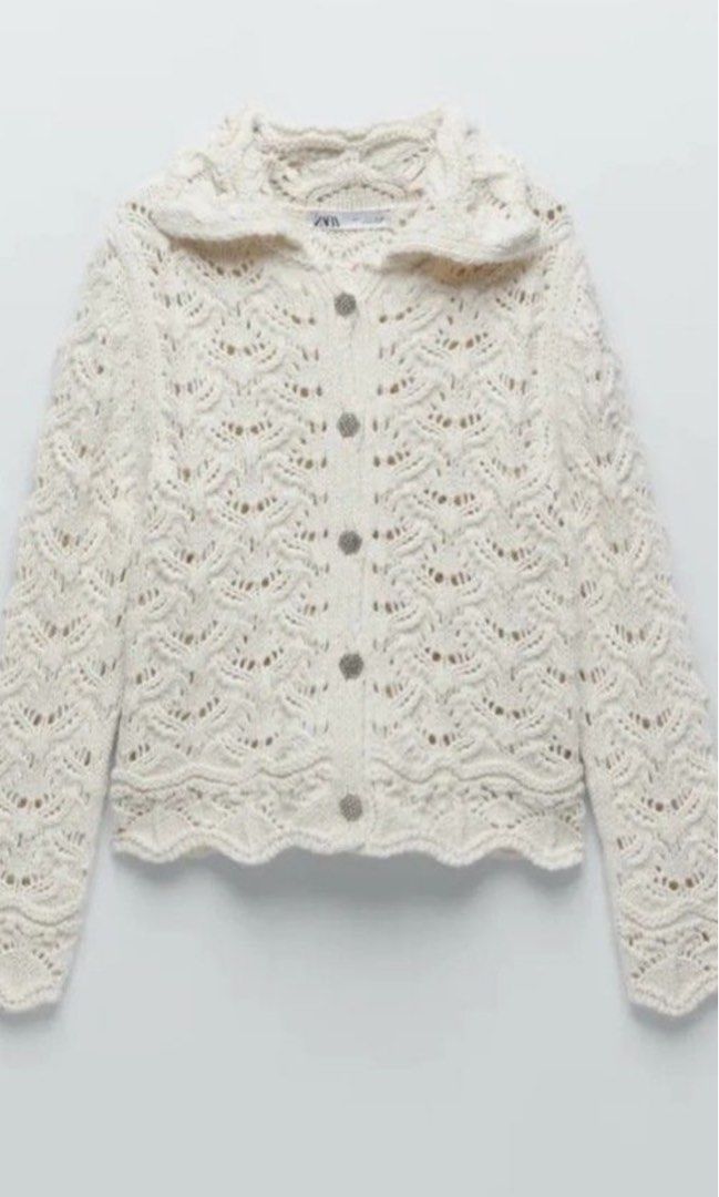 Zara Knit Open Crochet (Category: Others Tops) located in San Fernando. Submitted by elyydeclutters (Listing ID 1299582035, Image 1). Description: has 1 detached button (but I think I have the button pa).
