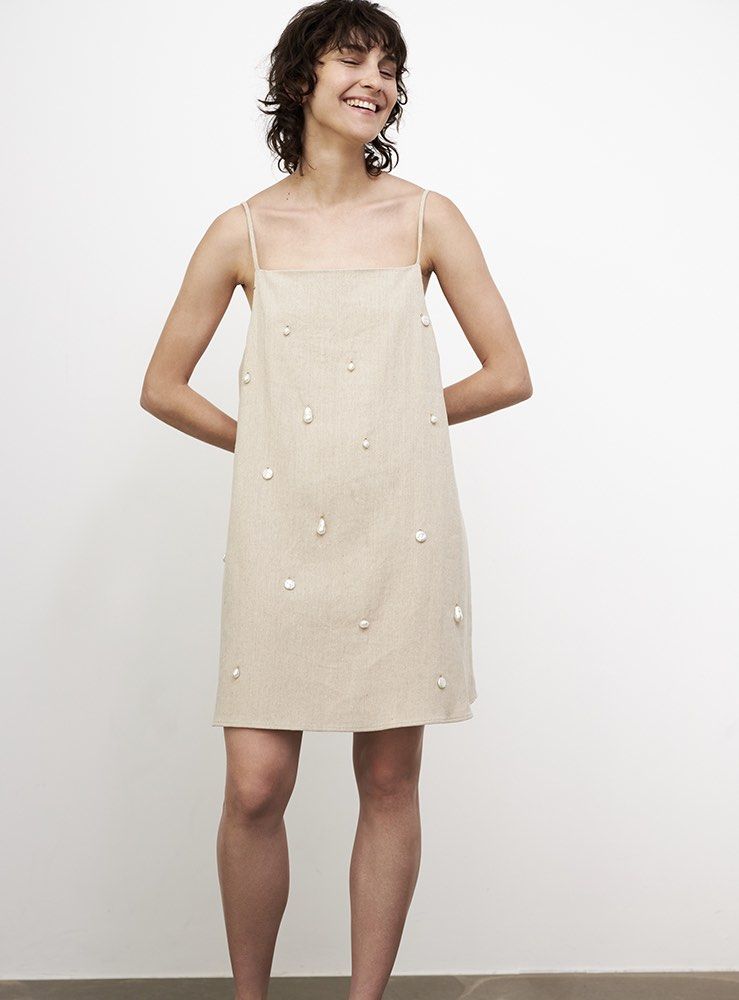 zara pearl beaded dress Soft Launch Midi Dress main image 1
