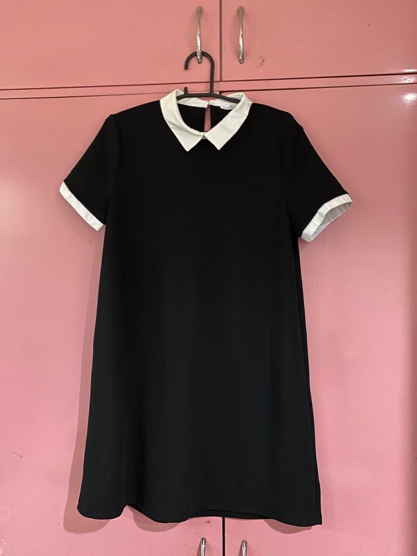 Zara black dress with white collar new arrivals