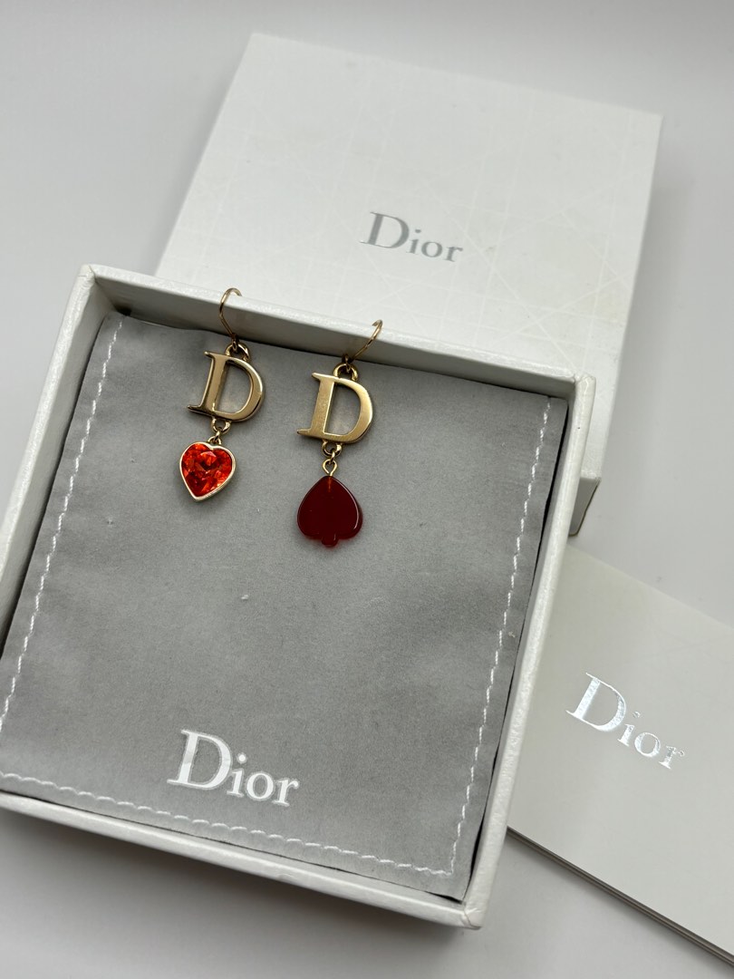 Dior red heart earrings best sale