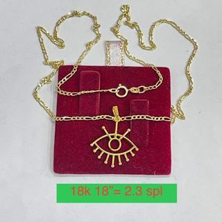 18K Saudi Gold Evil Eye Necklace