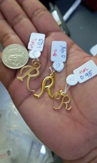 18k Saudi Gold Letter R Pendants