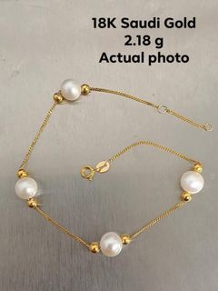18K Saudi Gold Pearl Bracelet