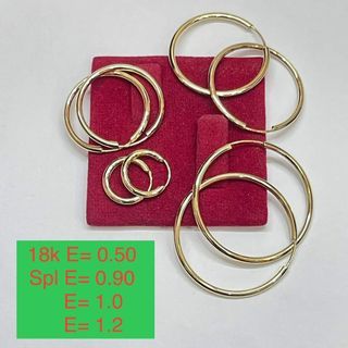 18K Saudi Gold Plain Loop Earrings