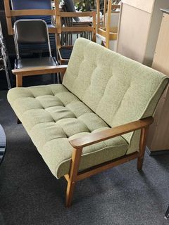 2 seater wood sofa with armrest