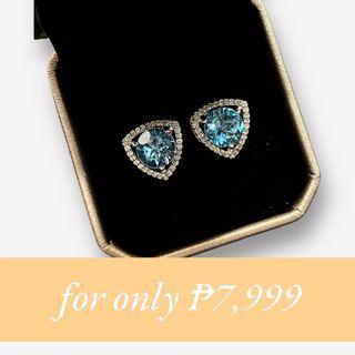 Aquamarine stone earrings with natural diamonds