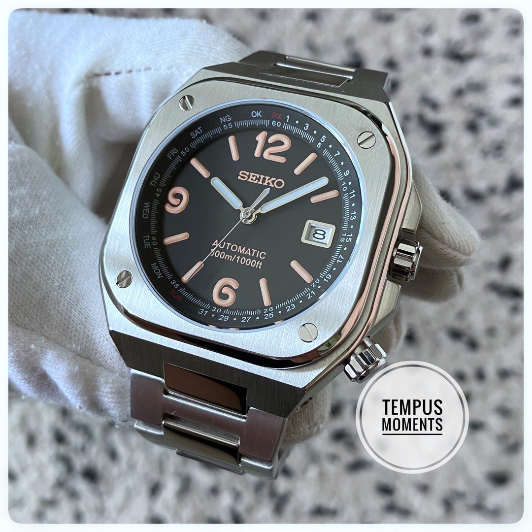B R Black Steel Numerals automatic watch Seiko mod Men s Fashion Watches Accessories Watches on Carousell