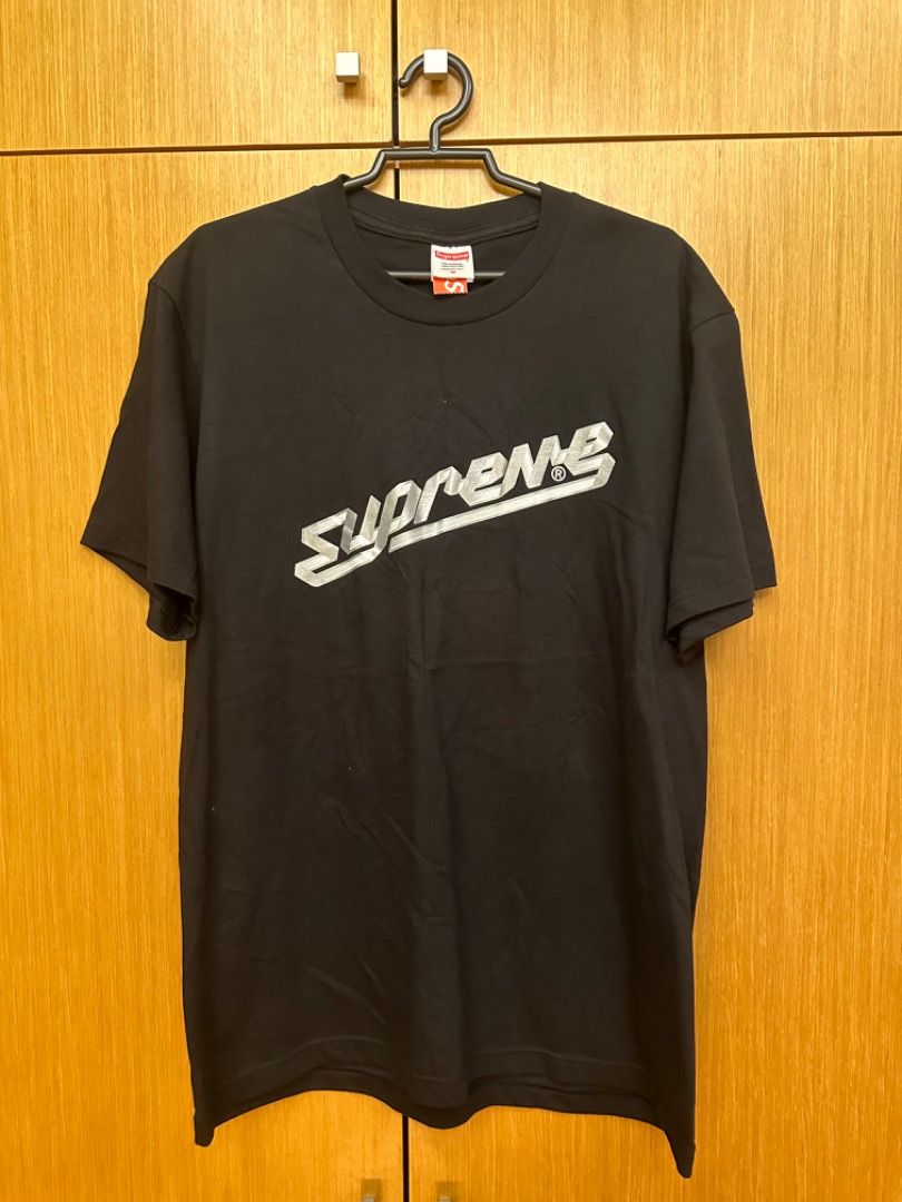Supreme banner tee black sale