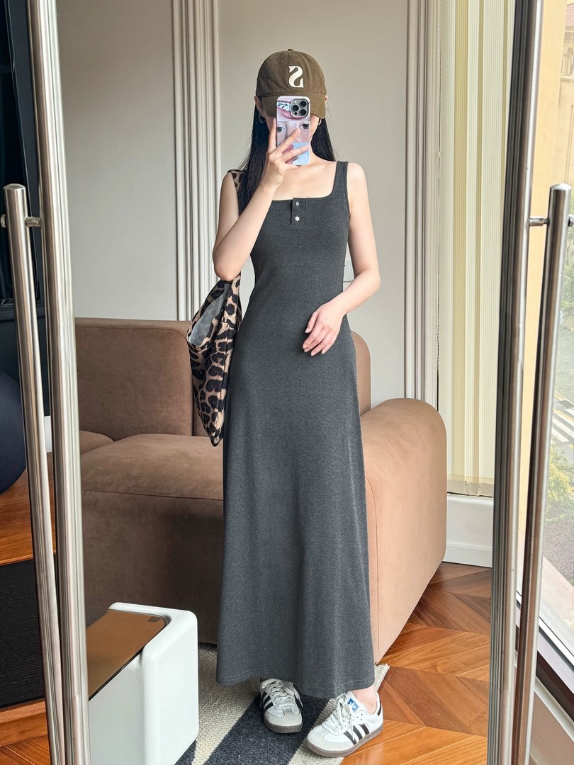 Button front tank dress cheap