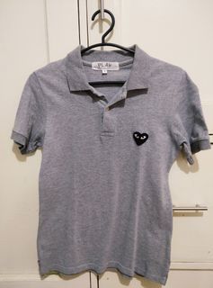 5.5 SALE! CDG  Play | Black heart logo | Polo shirt|Medium Gray