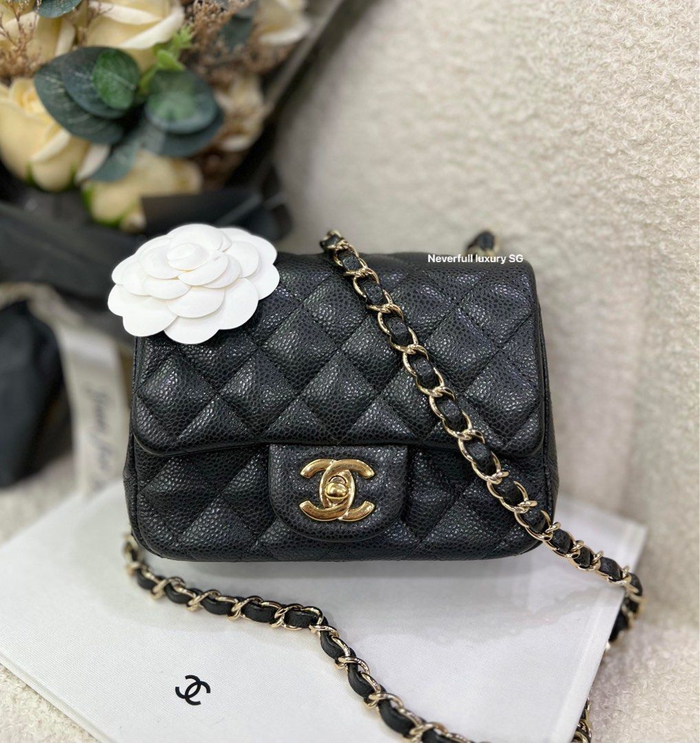 Chanel classic flap mini caviar top