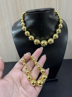 Chunky Ball Necklace and Bracelet 18k gold
