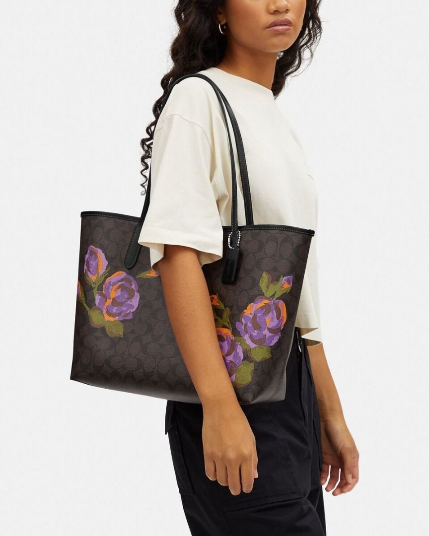 Coach City Tote In Signature Canvas With Rose Print Women Shopping Shoulder Bag Women s Fashion Bags Wallets Tote Bags on Carousell