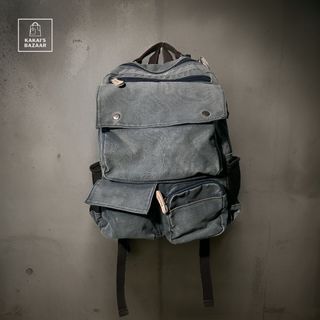 Durable Faded Denim Backpack unisex with laptop compartment