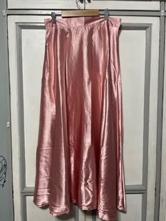 Elegant Satin Maxi Pink Skirt