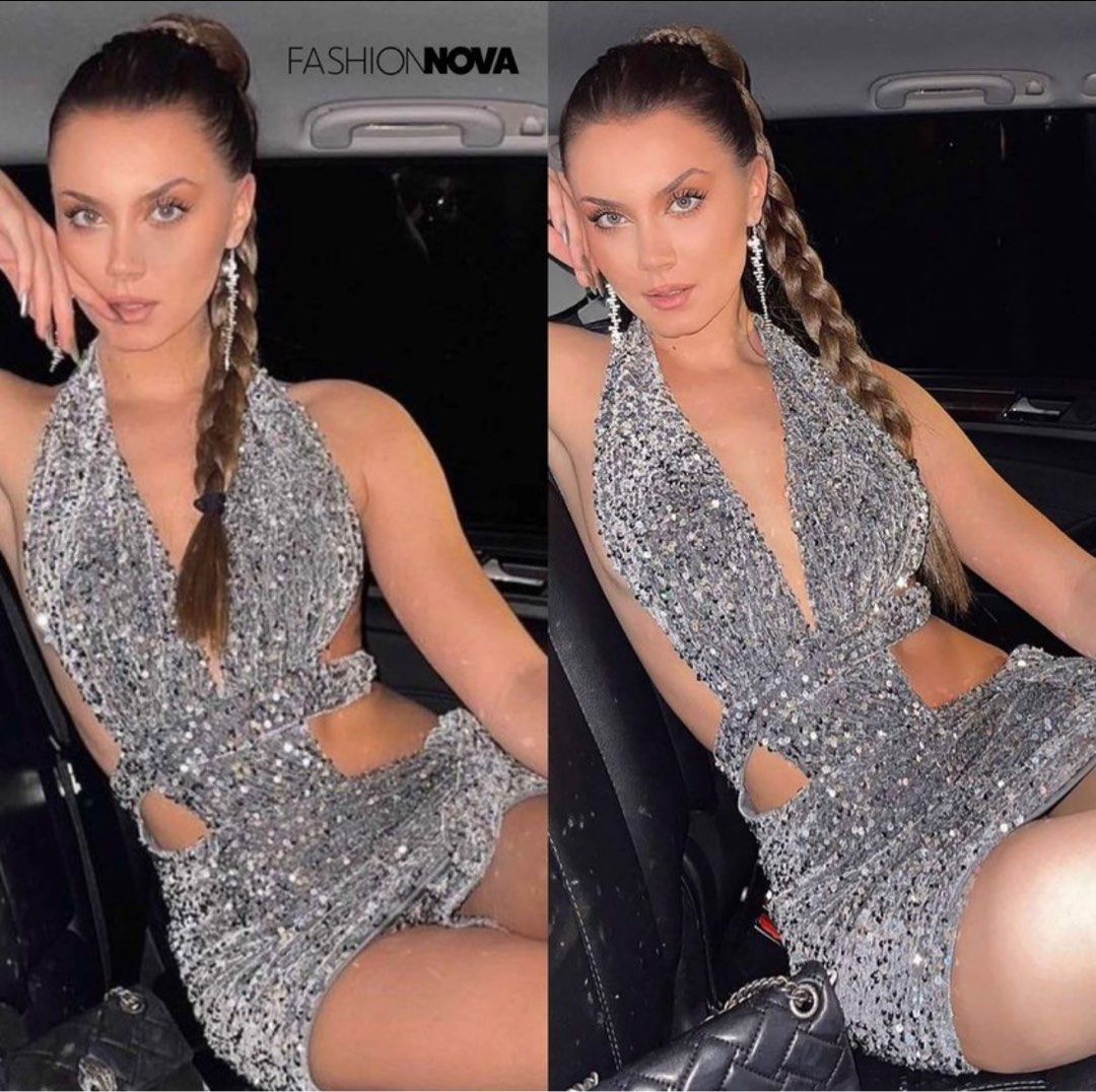 Fashion Nova Silver Grey Sequin Dress (FREE SHIPPING), Women's Fashion,  Dresses & Sets, Dresses on Carousell