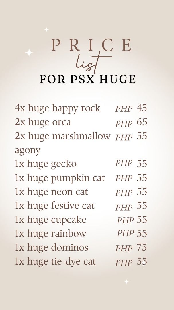 for sale! psx huge pets (Category: In-Game Products) located in Manila. Submitted by robloxstuffsseller (Listing ID 1299754465, Image 2). Description: get urs now!.