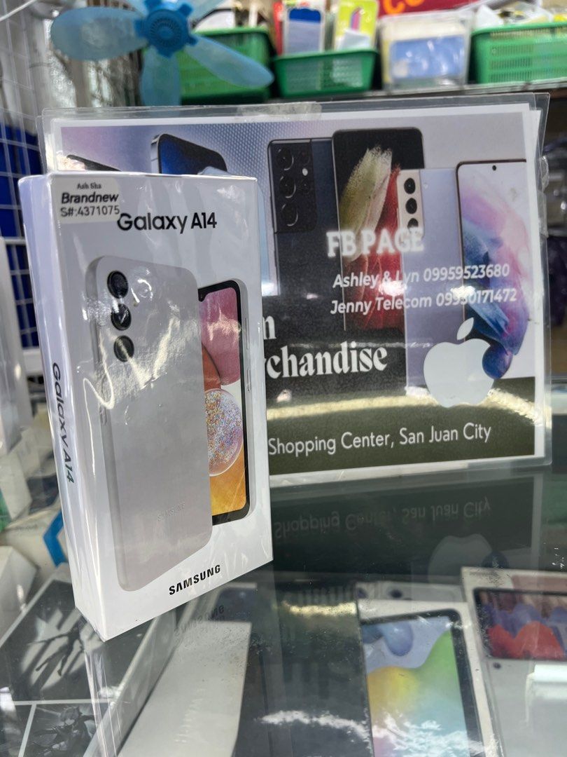 Galaxy A14 5g 128gb 4g ram White (Category: Samsung) located in San Juan City. Submitted by AshleyandLynGeneralmerchandise (Listing ID 1299659781, Image 1). Description: We accept trade in Credit card / Home Credit Shipping Meet ups / Delivery Fb page: Ashley & Lyn.