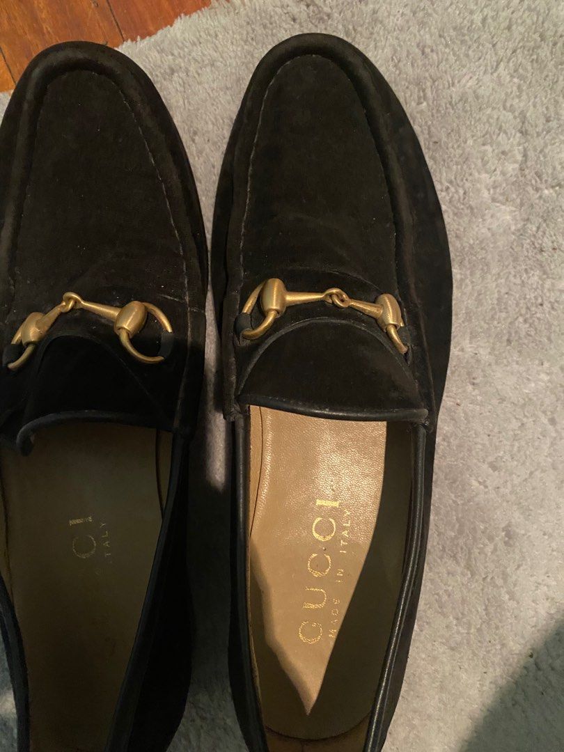 Gucci black suede horsebit loafers discount